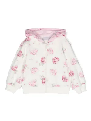 Ivory Heart Flowers Hoodie