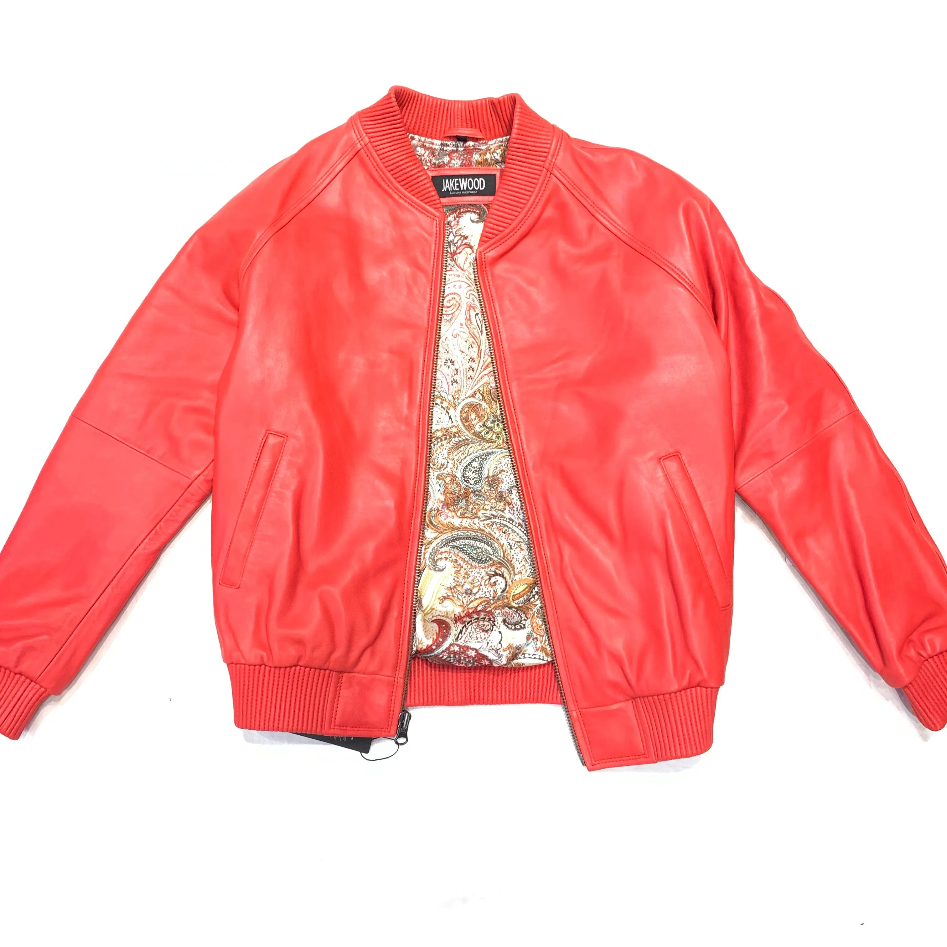 Kashani Red Naked Lambskin Bomber Jacket