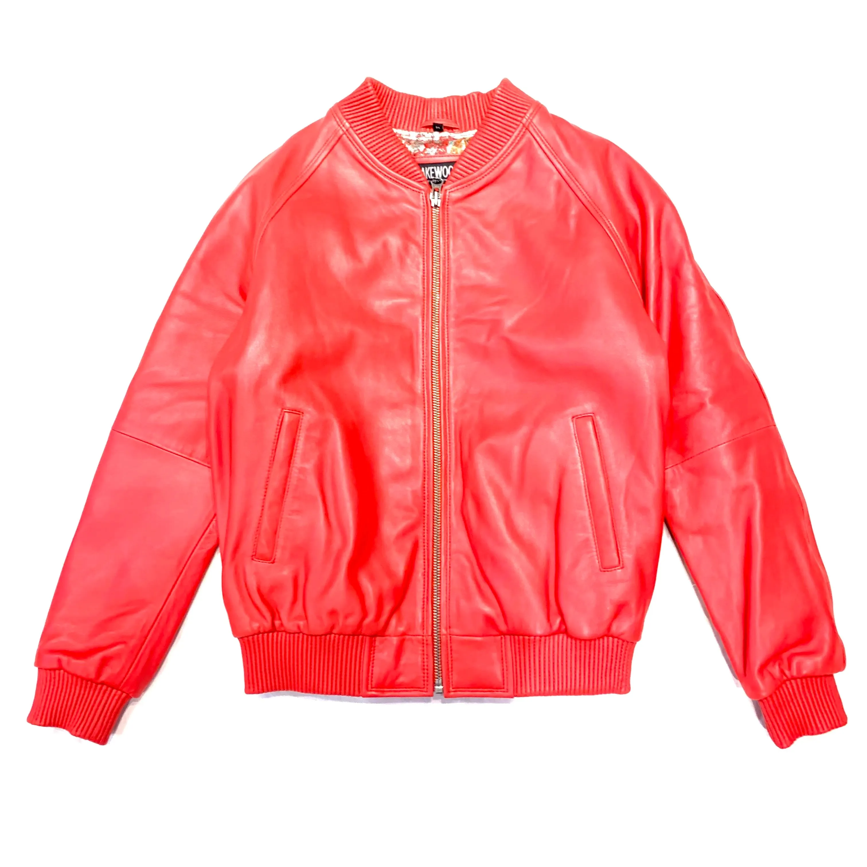 Kashani Red Naked Lambskin Bomber Jacket