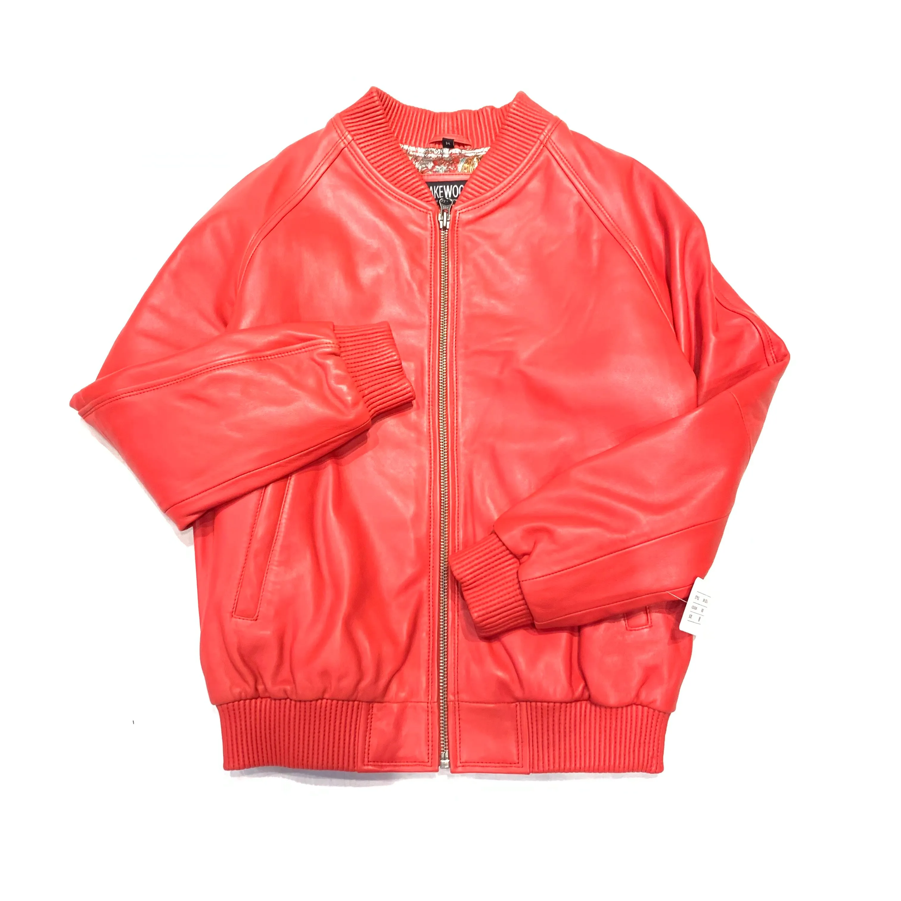 Kashani Red Naked Lambskin Bomber Jacket