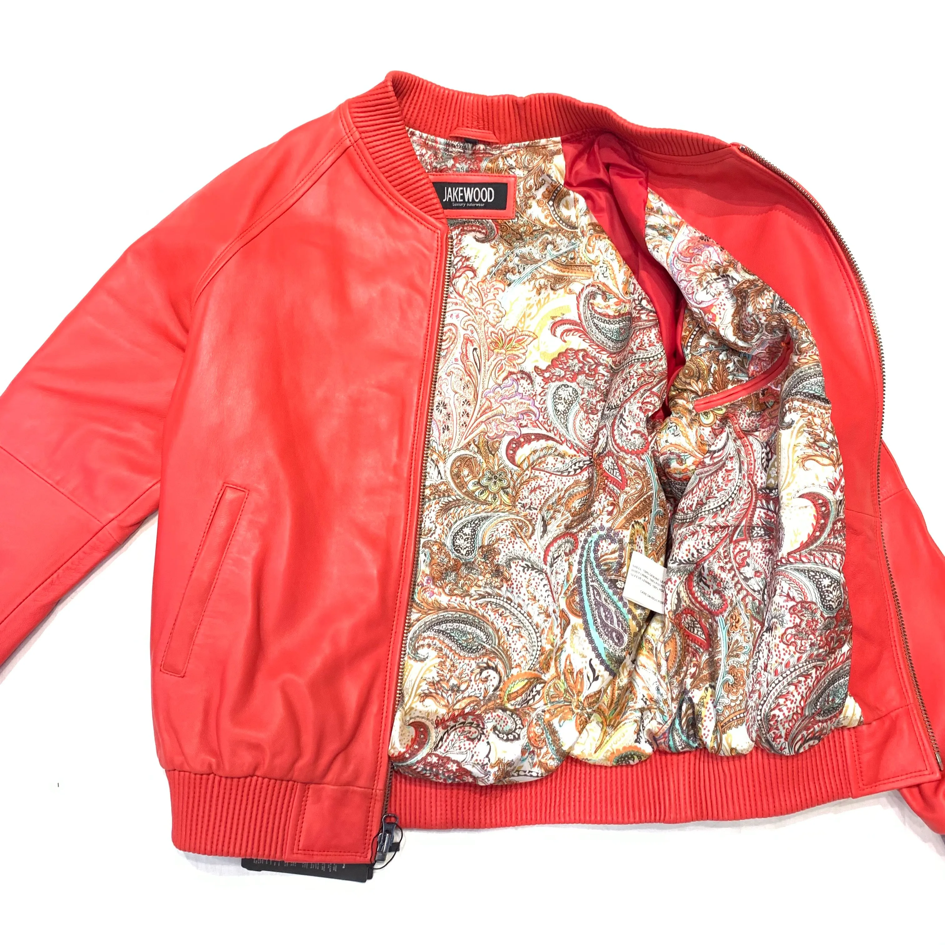 Kashani Red Naked Lambskin Bomber Jacket