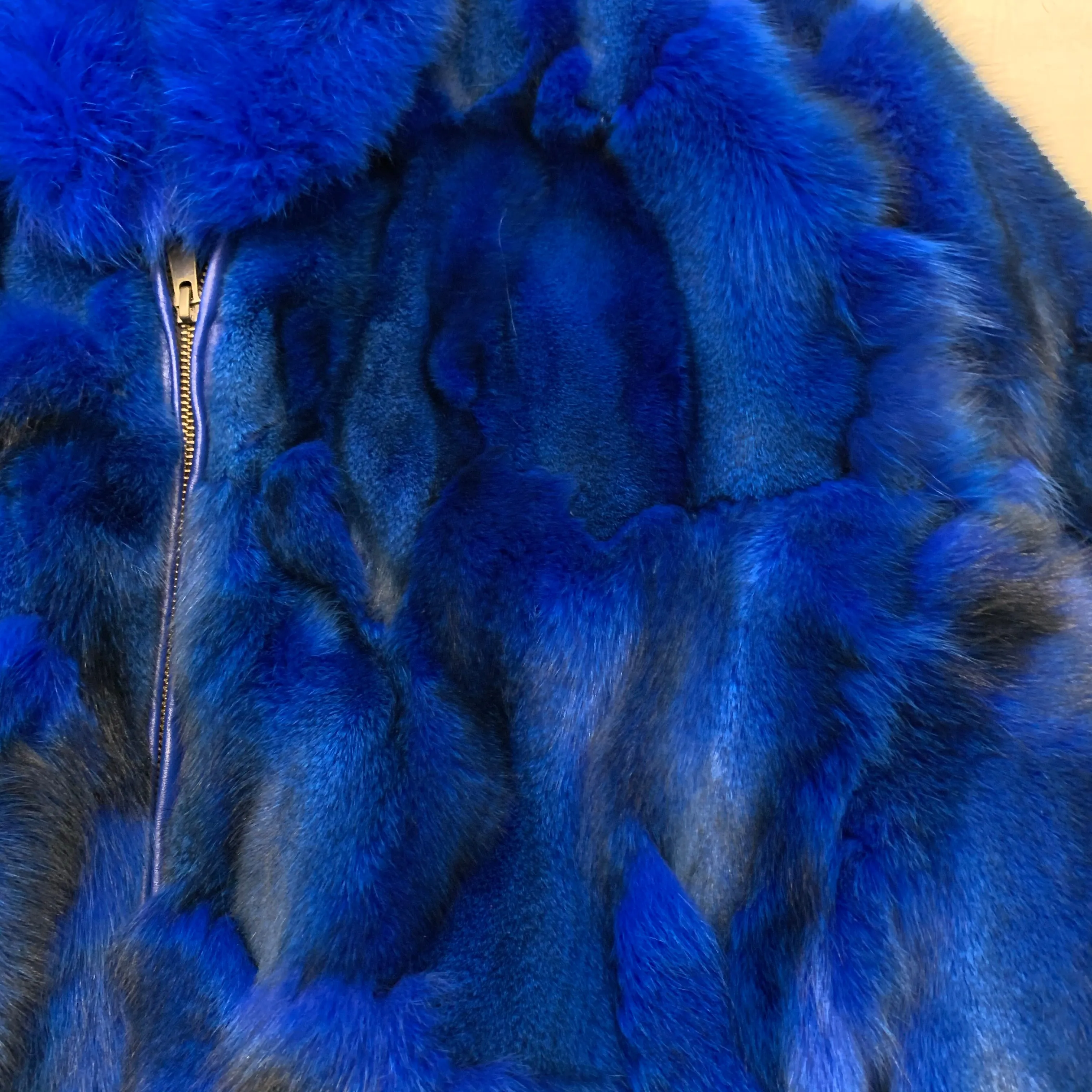 Kashani Women's Royal Blue Fox Fox Hooded Bomber Coat