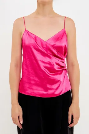 Kaylani Wrap Over Satin Cami Top