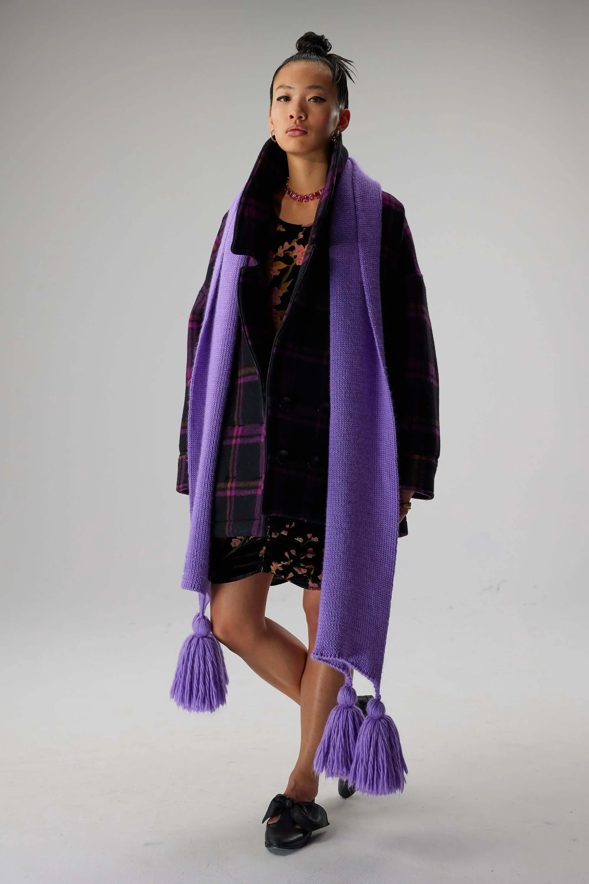 Ken pea coat in District Wineberry wool