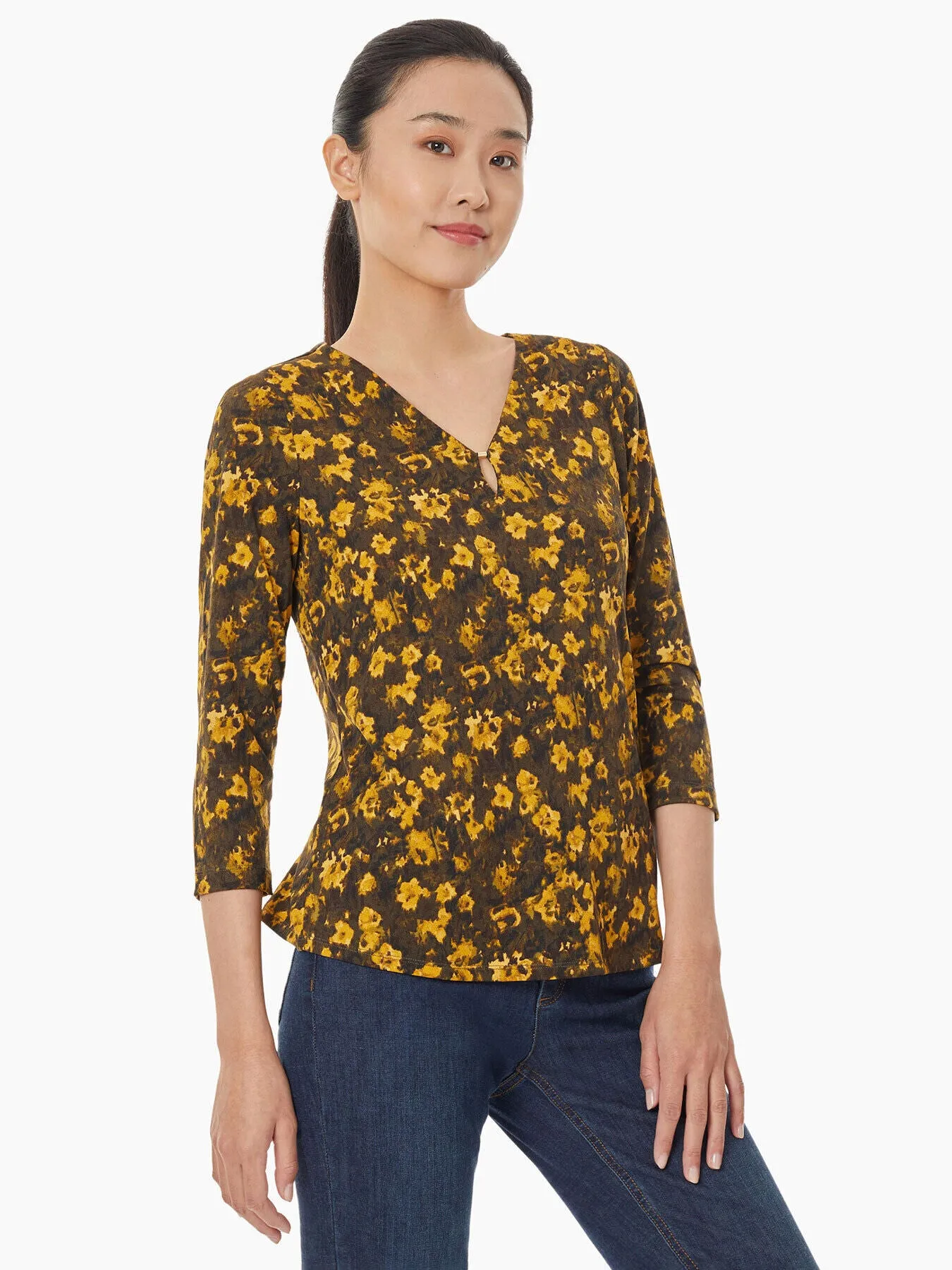 Keyhole Neckline Moss Crepe Top