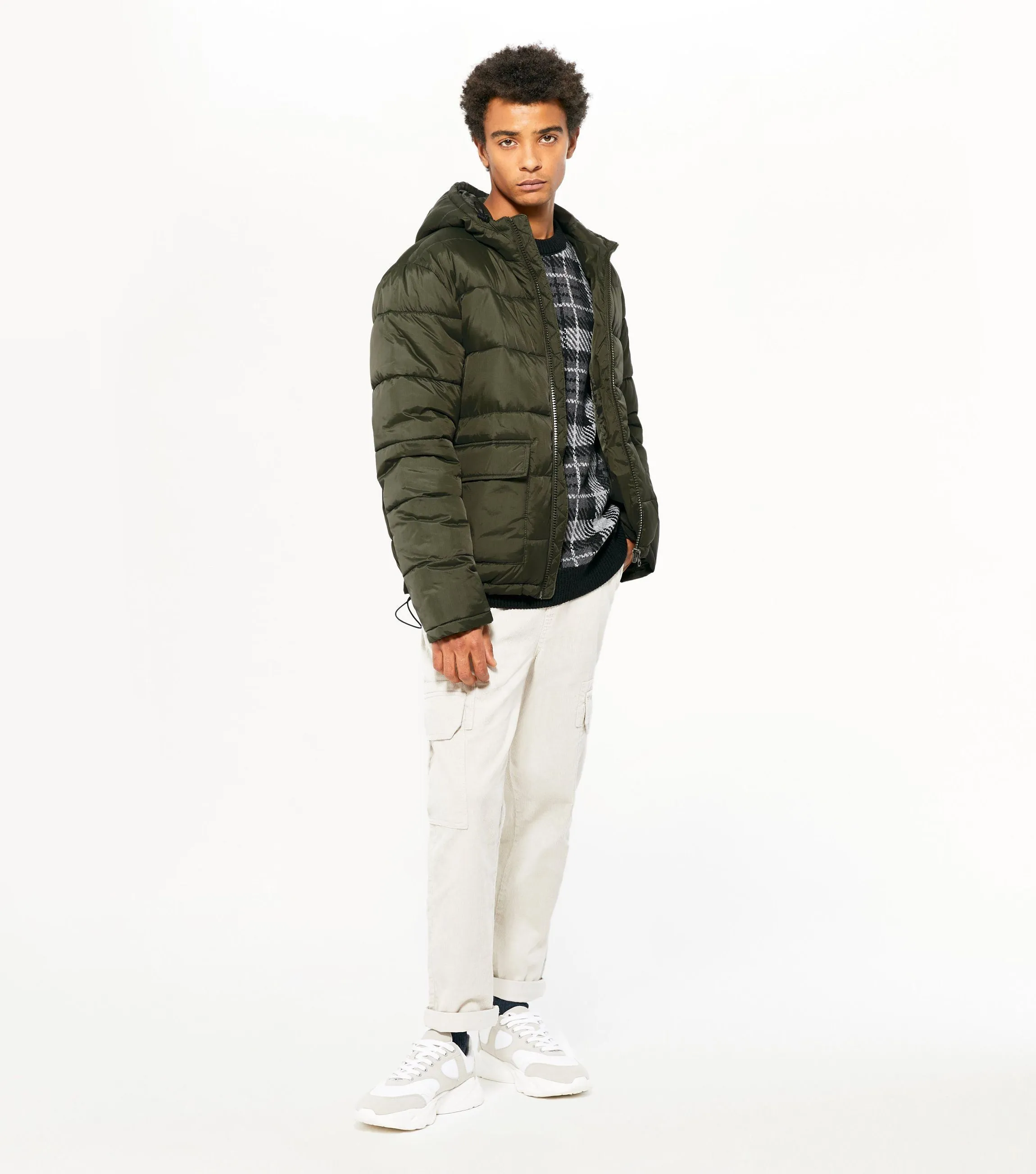 Khaki Hooded Puffer Jacket