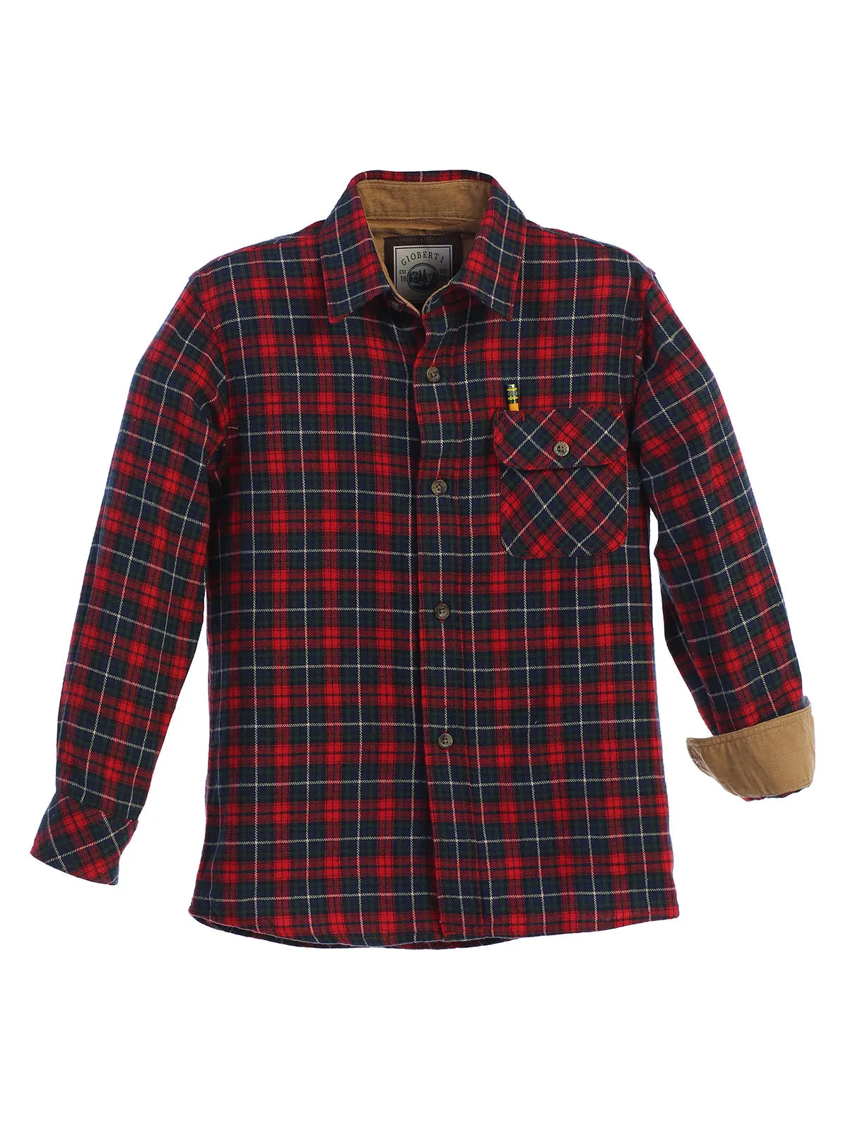 Kid's (4-7) Flannel w/ Corduroy Contrast