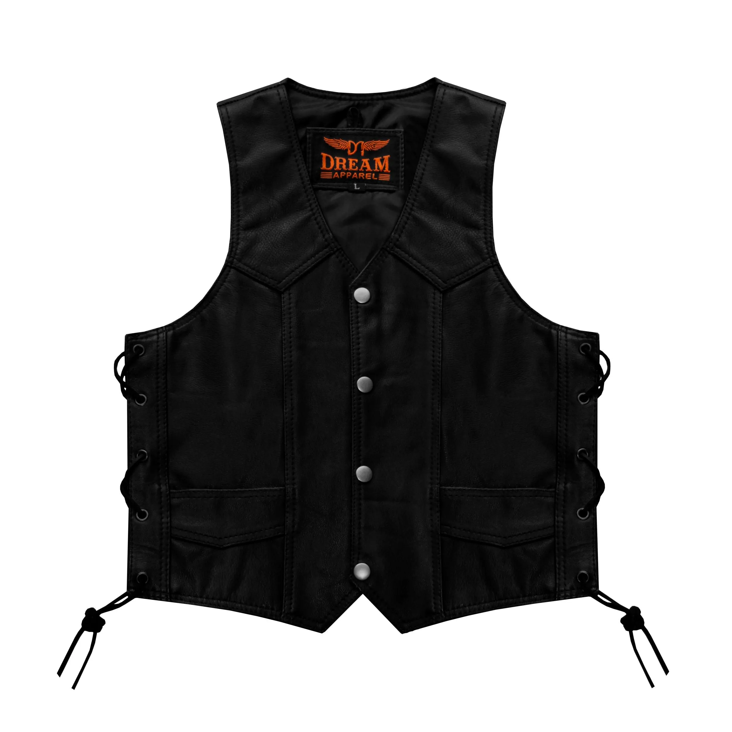 Kids Regular Vest with Side Laces Premium Cowhide Leather