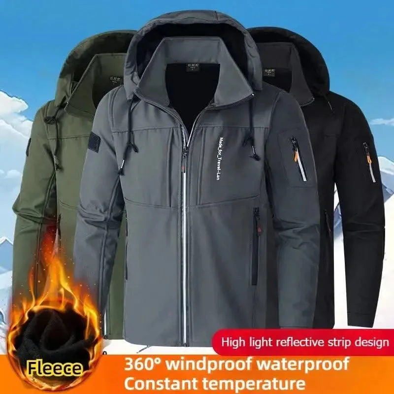 King Billion Luxe Fleece-Lined Waterproof Windbreaker with Detachable Hat