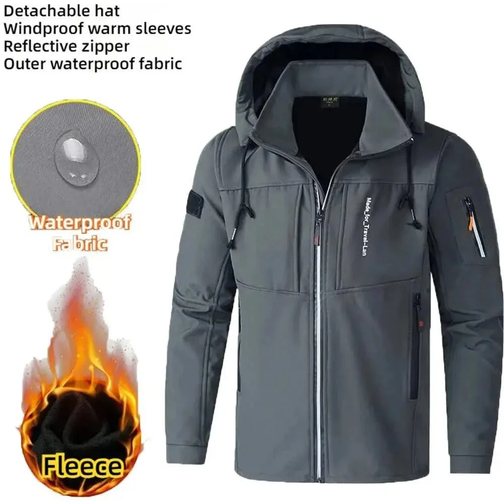 King Billion Luxe Fleece-Lined Waterproof Windbreaker with Detachable Hat