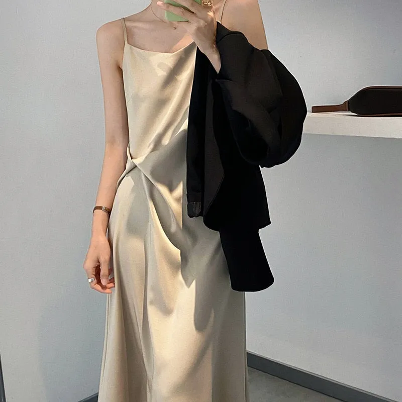 [Korean Style] Ambree Solid Color Slip Dress