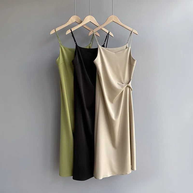 [Korean Style] Ambree Solid Color Slip Dress