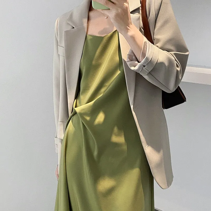 [Korean Style] Ambree Solid Color Slip Dress