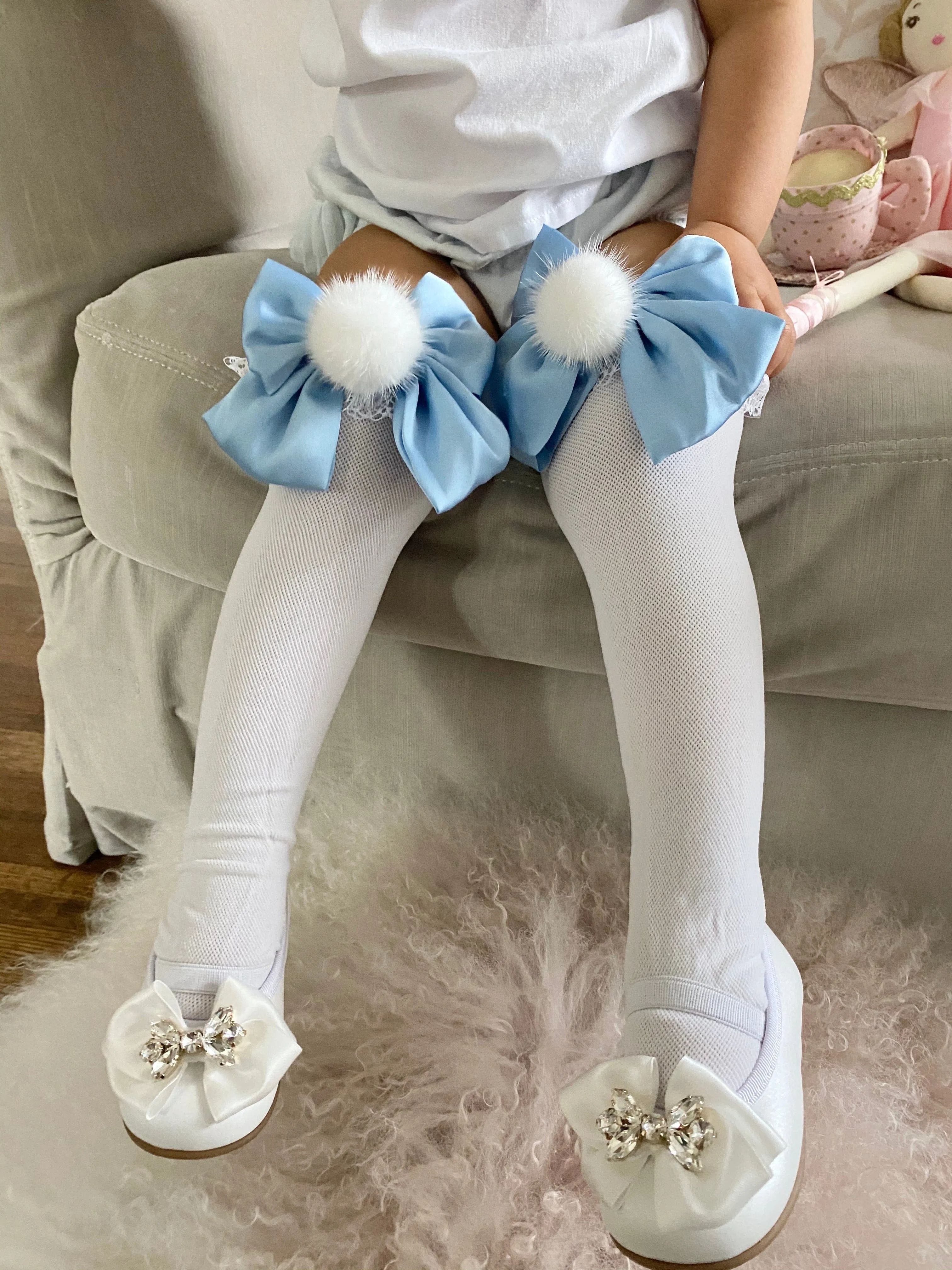 Lana Ruffle Socks with Poms and Bows