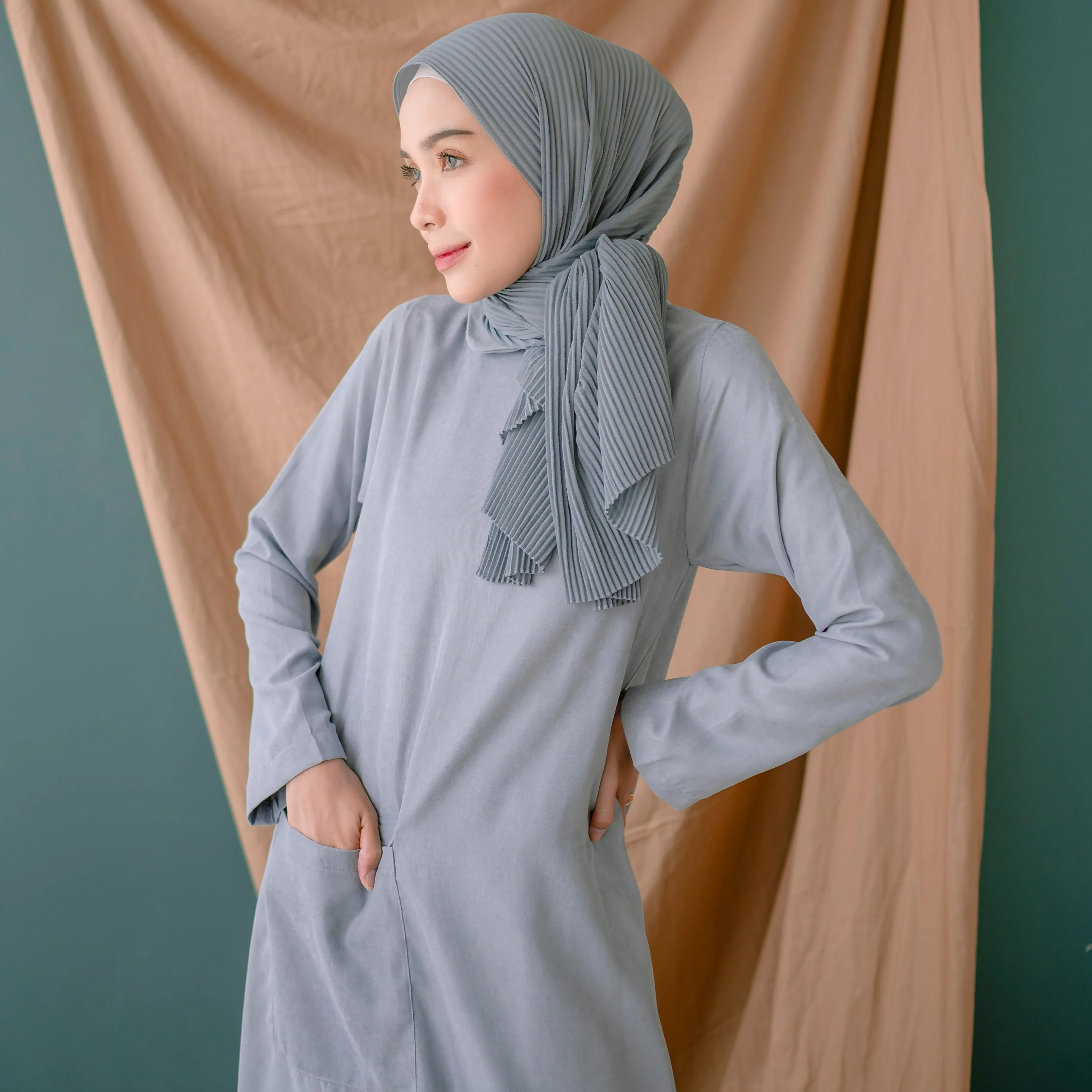 Laraya Dress (Gamis Syari Wanita) Grey