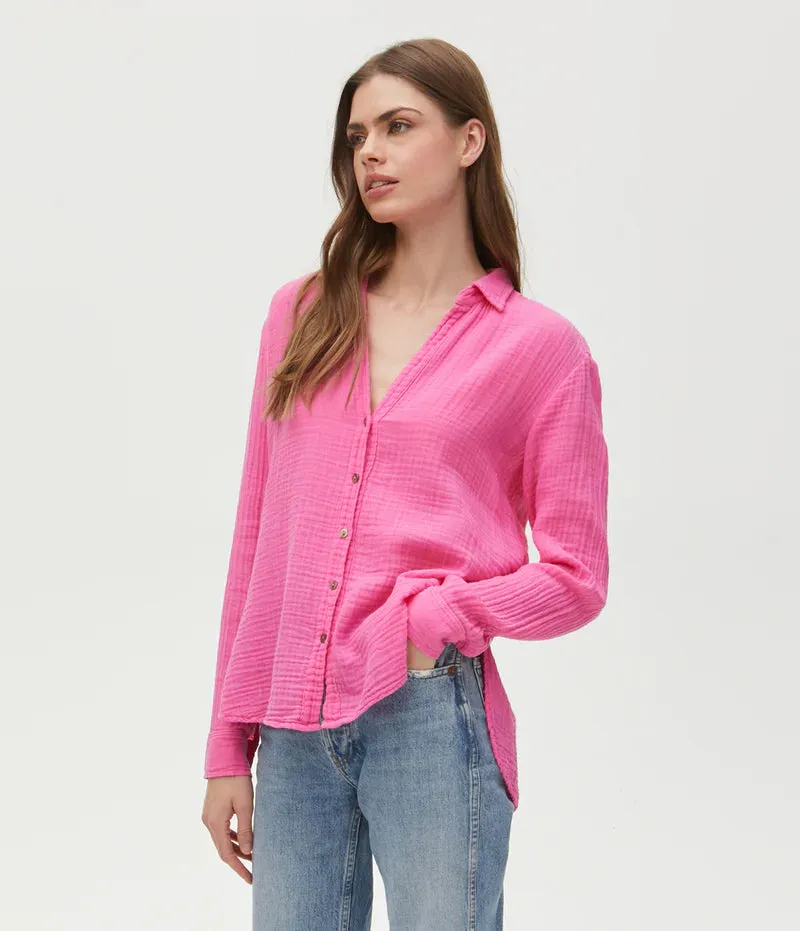 Leo Button Down Top - Azalea