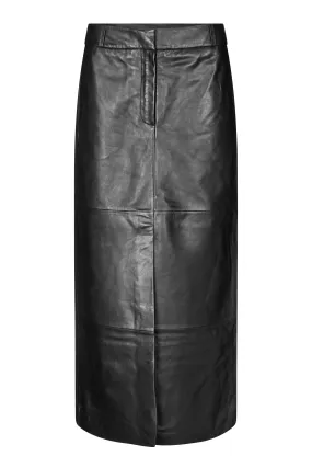 Letho Leather Maxi Skirt Black