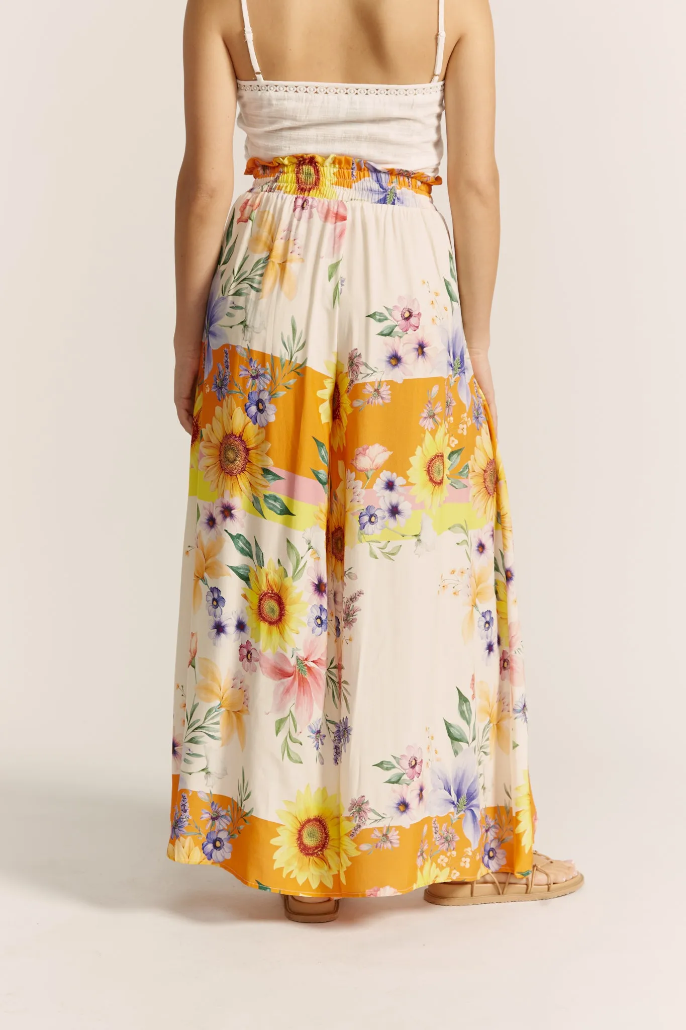 Liora Yellow Floral Wide Leg Pants