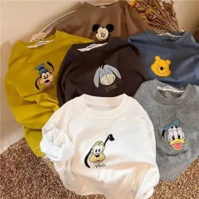 Long Sleeve TShirt Cartoon Print Round Neck Base Shirt Boys Children Cute Solid Color Versatile Tees Casual 2024 Spring Costume