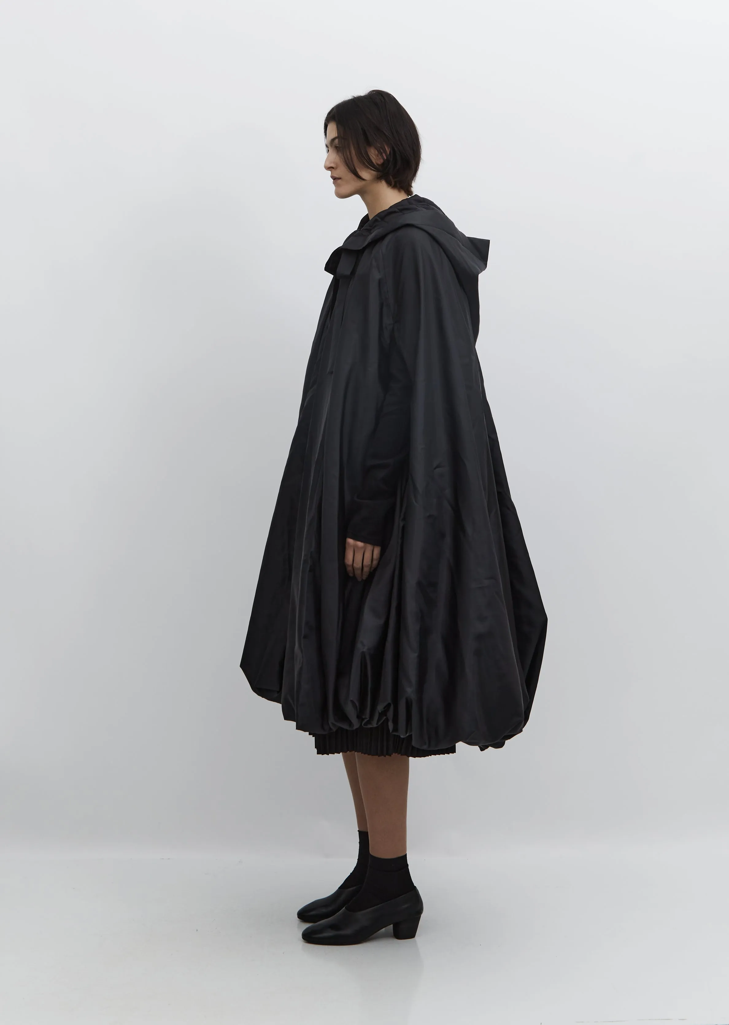 Long Taffeta Cape Coat