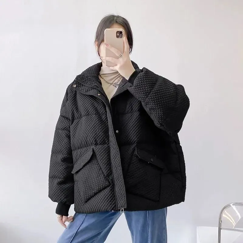 Loose Fit Cropped Thickened Worn Outside Puffer Jacket