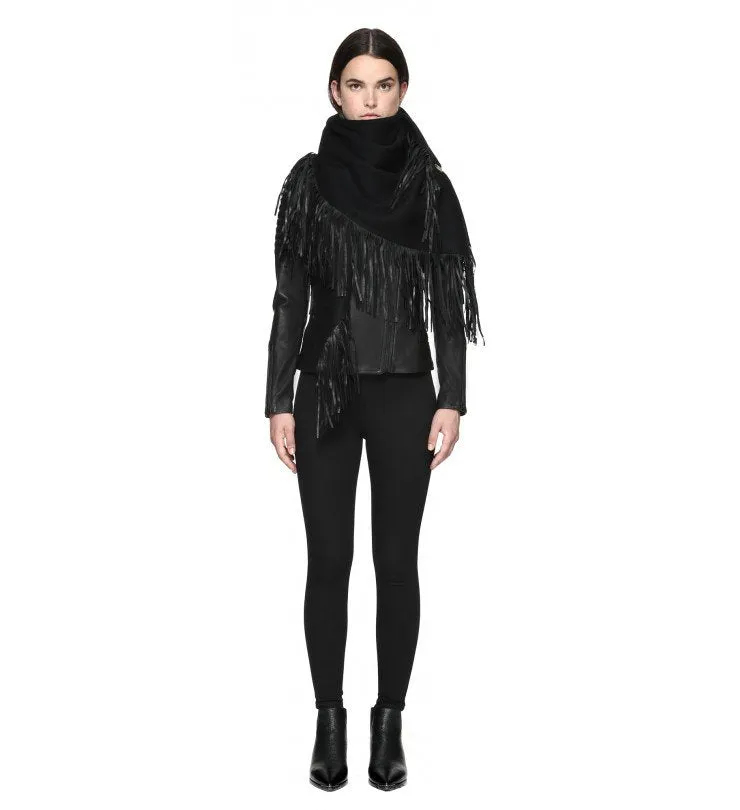 Mackage - Fida Scarf & Leather Fringe