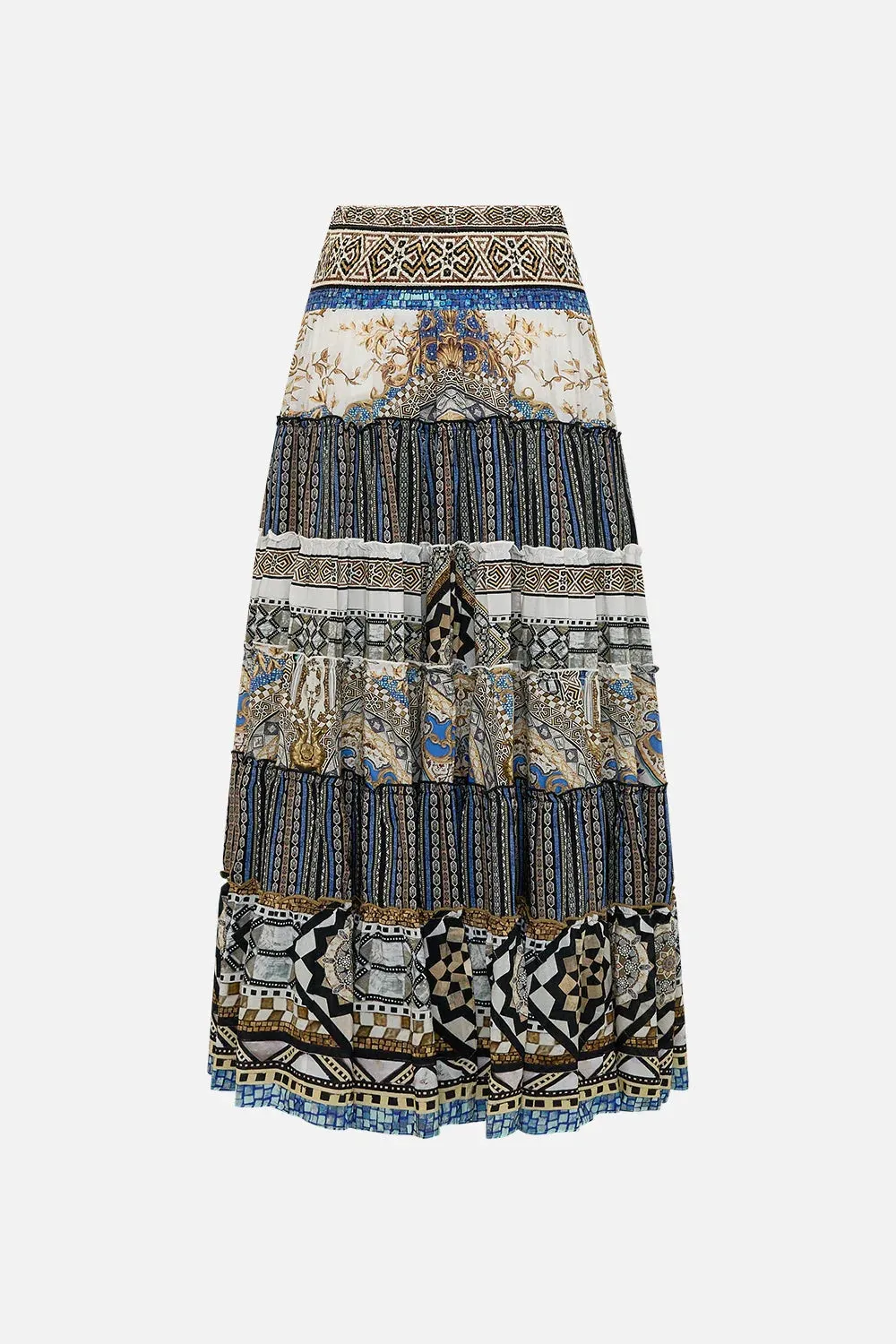 Make Me Your Mosaic Shirred Waist Tiered Skirt