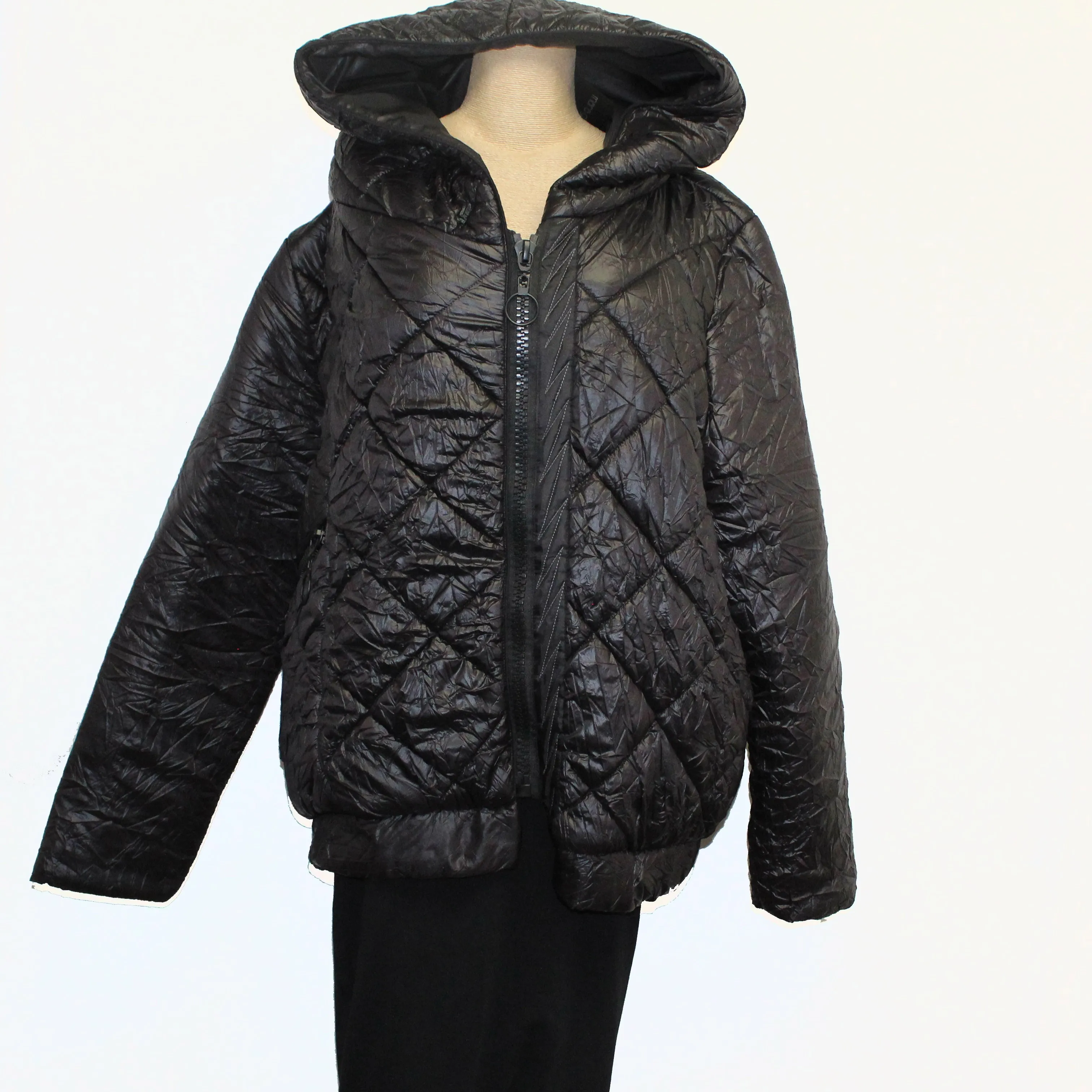 Mara Gibbucci Jacket, Quilted With Hood, Black L & XL