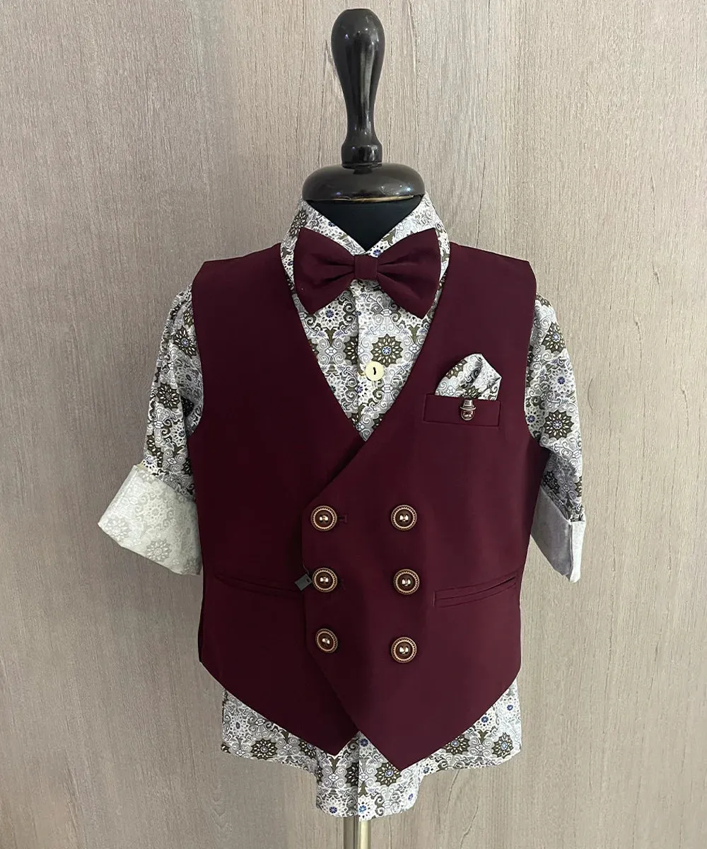 Maroon Coloured Waist Coat Set for Weddings