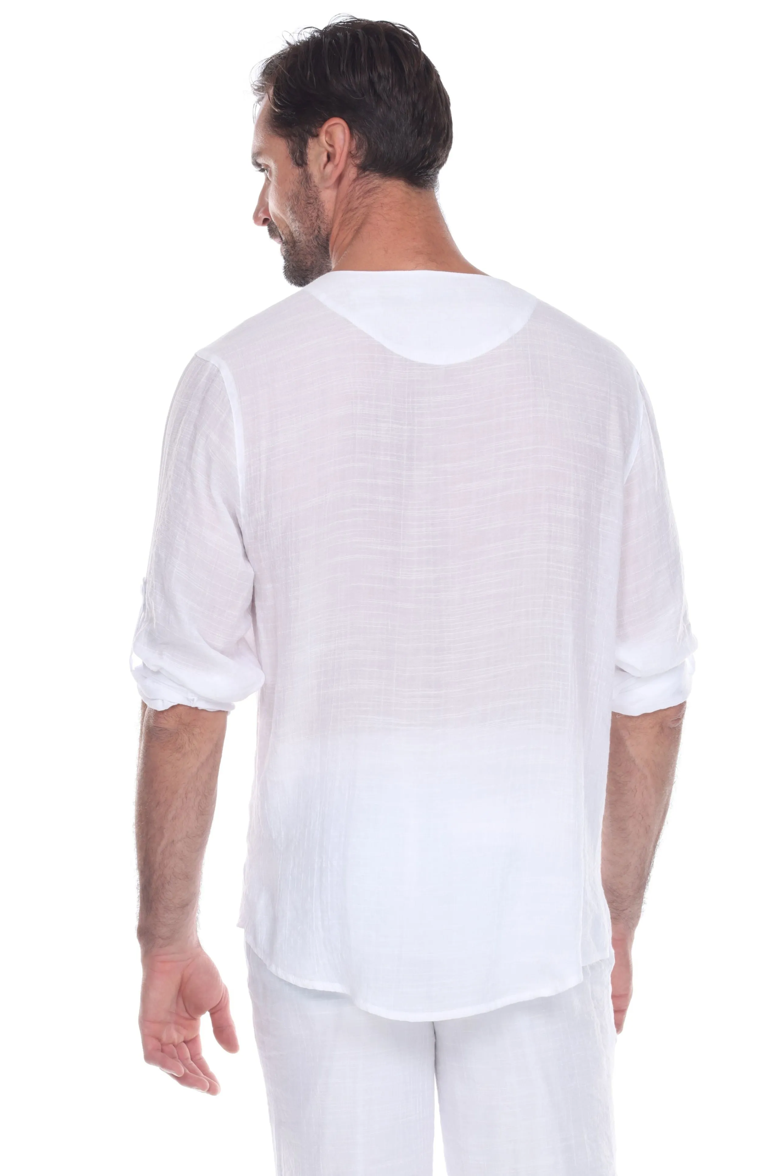 Men's Laced Up Beachwear Long Sleeve Shirt