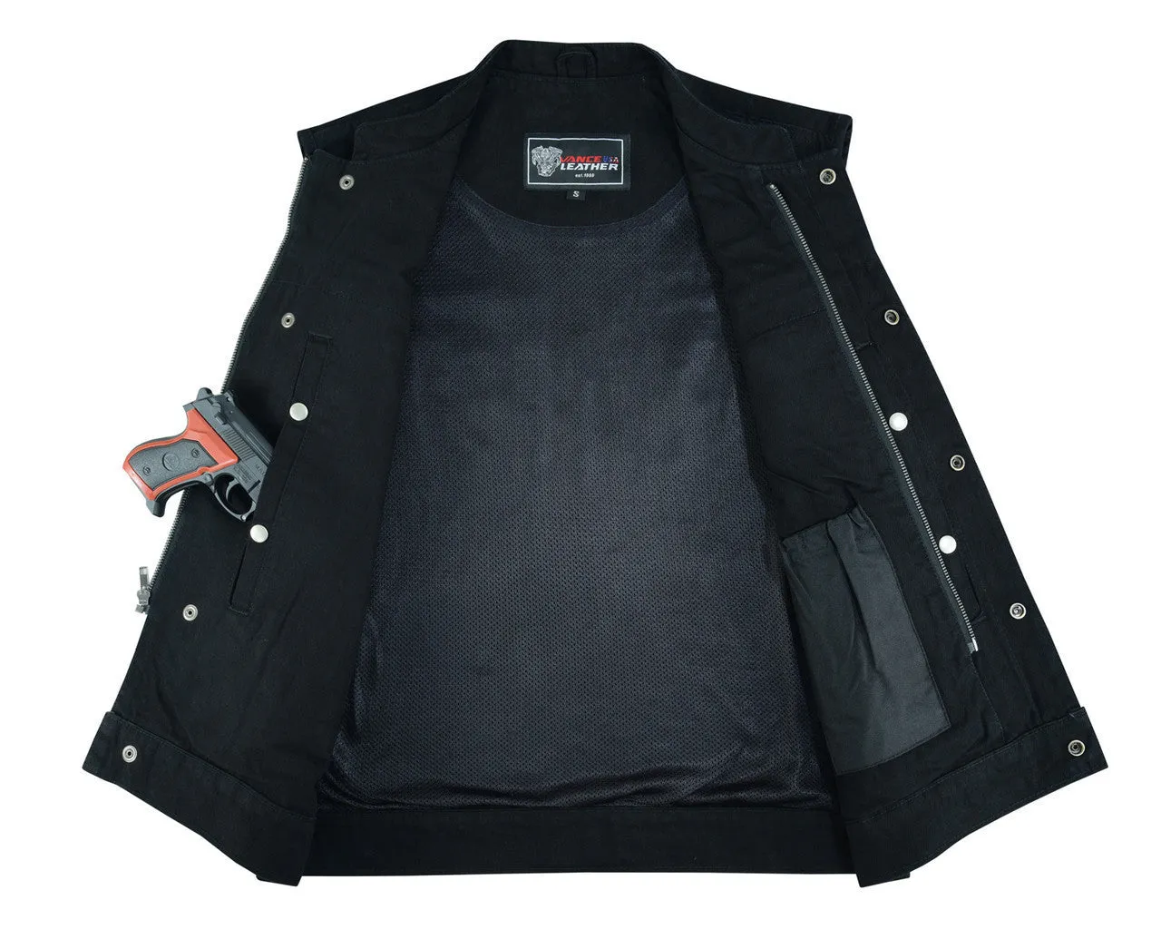 Mens SOA Style Black Denim Club Vest