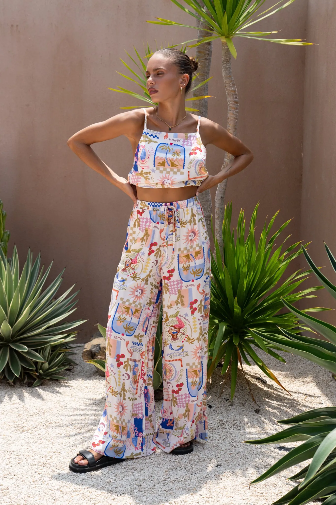 Mermaid Multicolour Abstract Wide Leg Pants