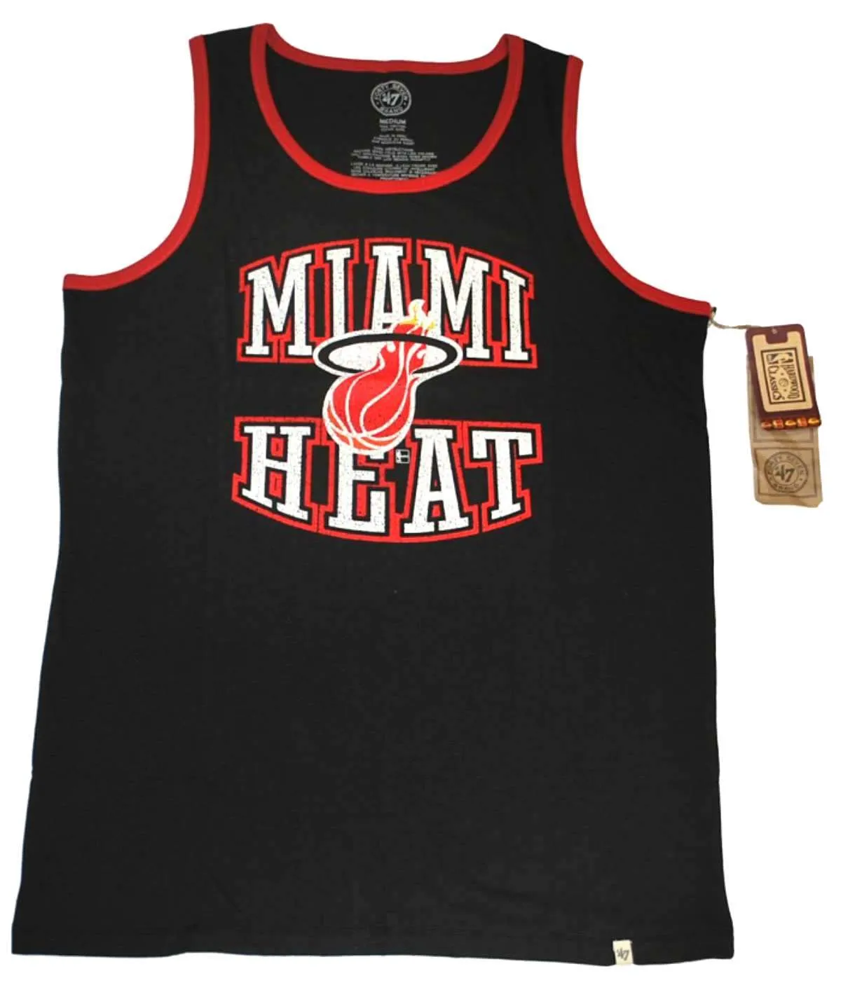 Miami Heat 47 Brand Jet Black Faded Sleeveless Tank Top T-Shirt