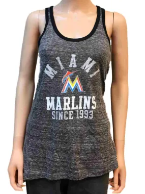 Miami Marlins SAAG Women Gray Racerback Sleeveless Shadow Tank Top