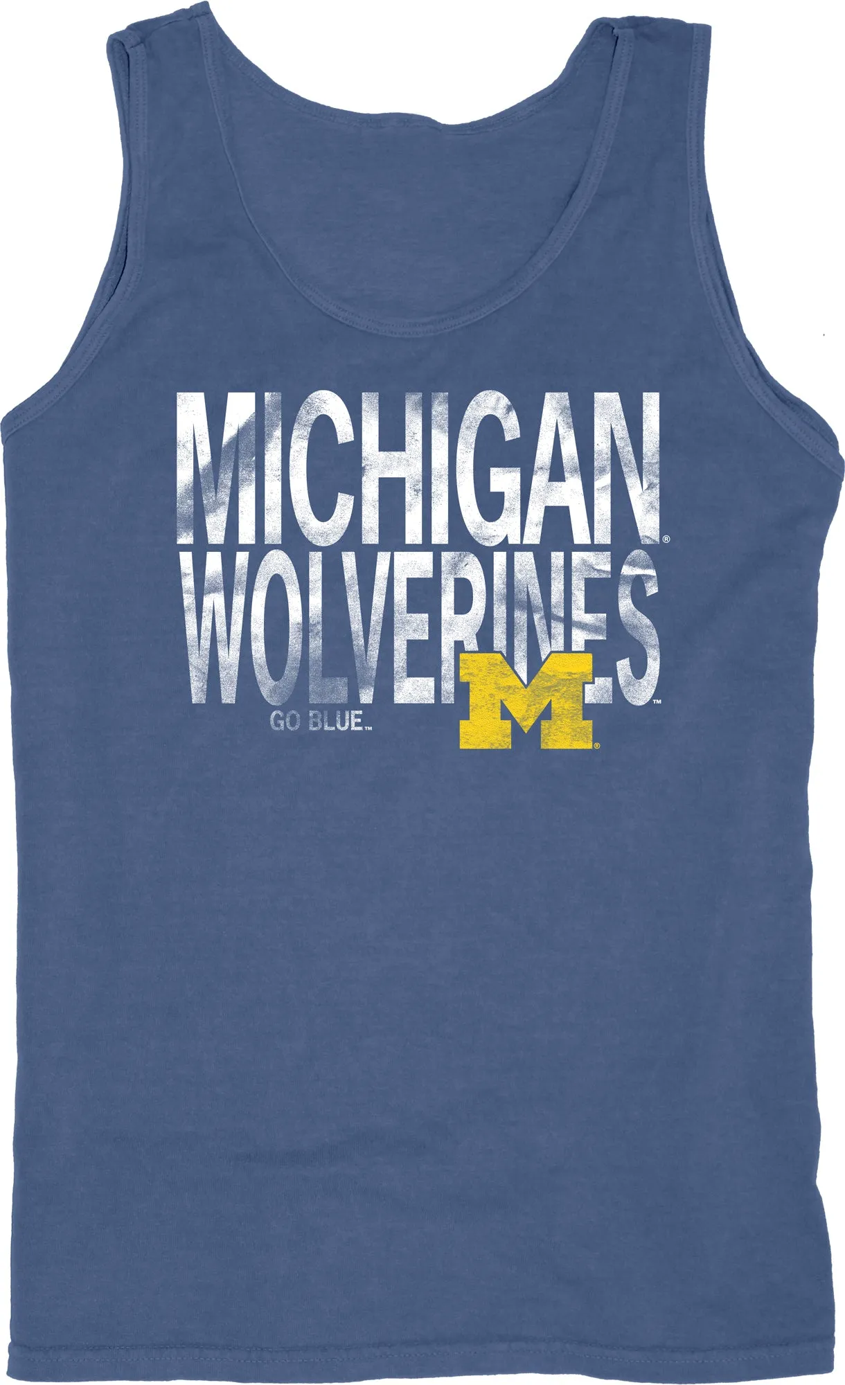 Michigan Wolverines Blue 84 Faded Blue 100% Cotton Sleeveless Tank Top