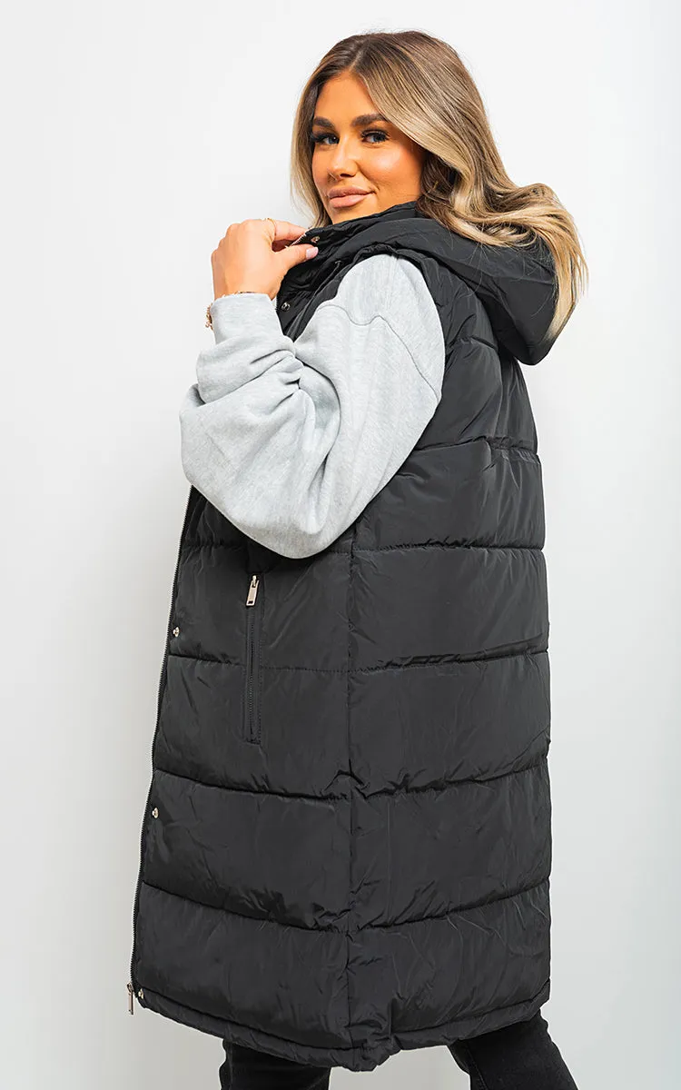 Midi Longline Padded Puffer Sleeveless Gilet