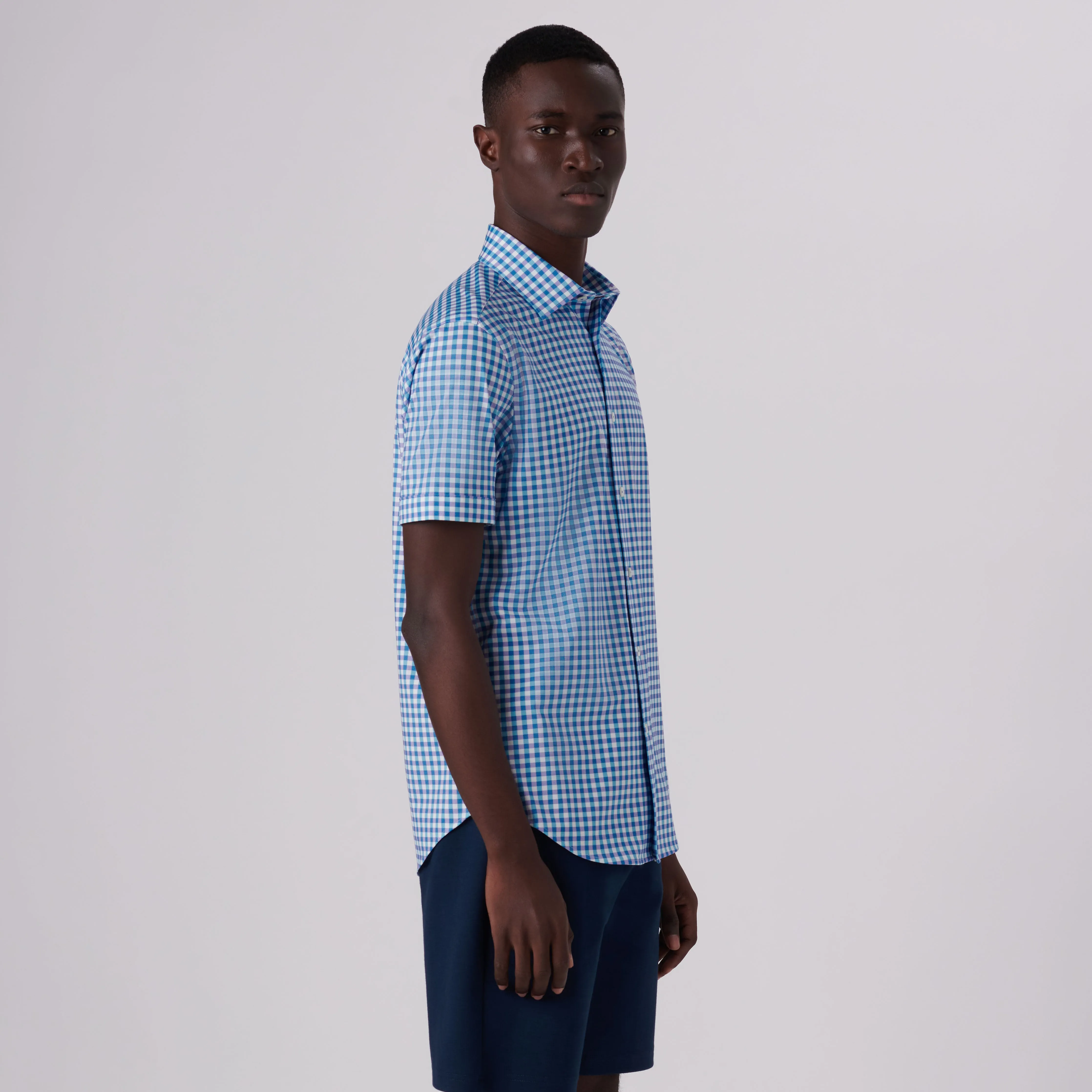 Miles Gingham Check Print OoohCotton Short Sleeve Shirt