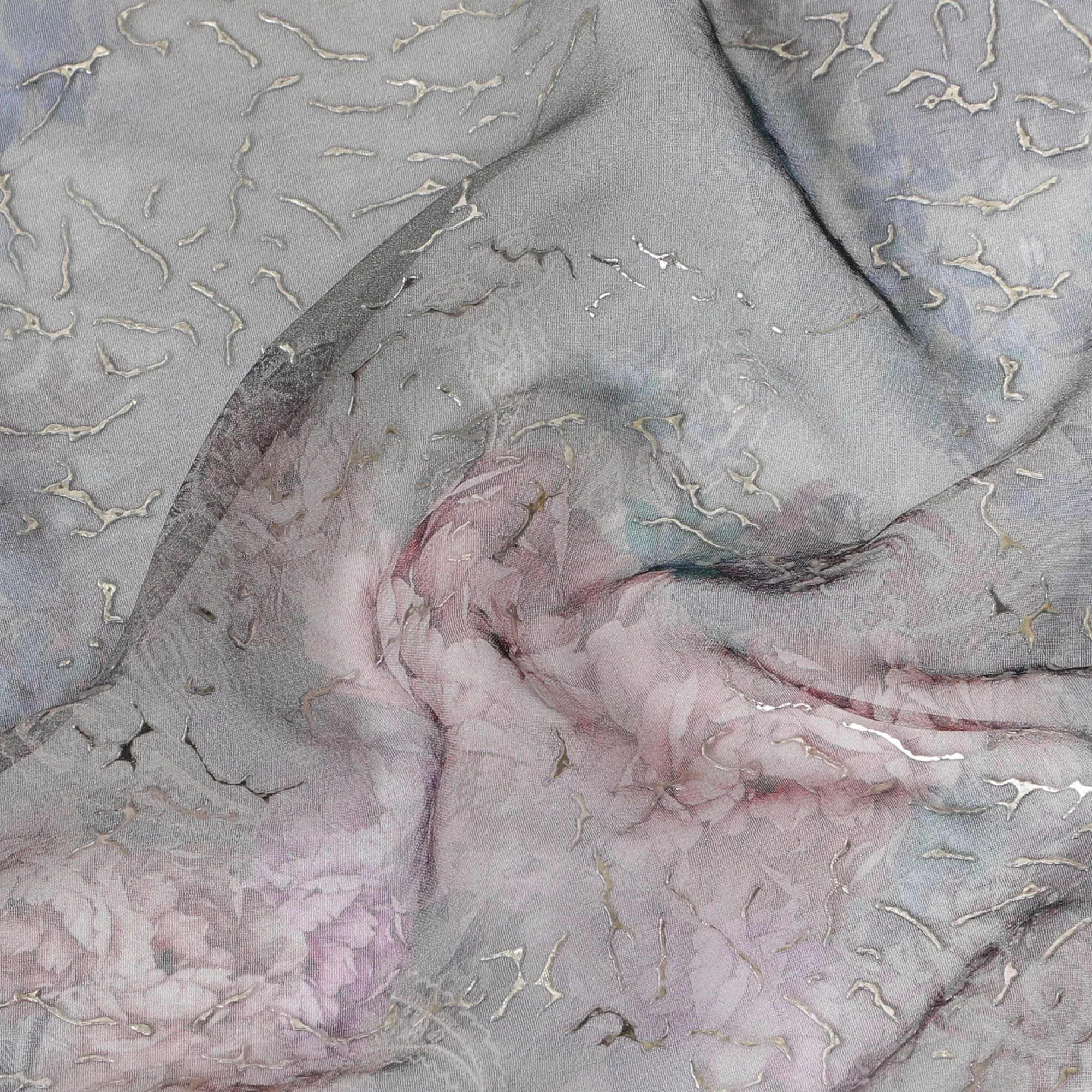 Misty Rose Silk Chiffon Jacquard Fabric, 110cm Wide - Buy in Meters-D18375