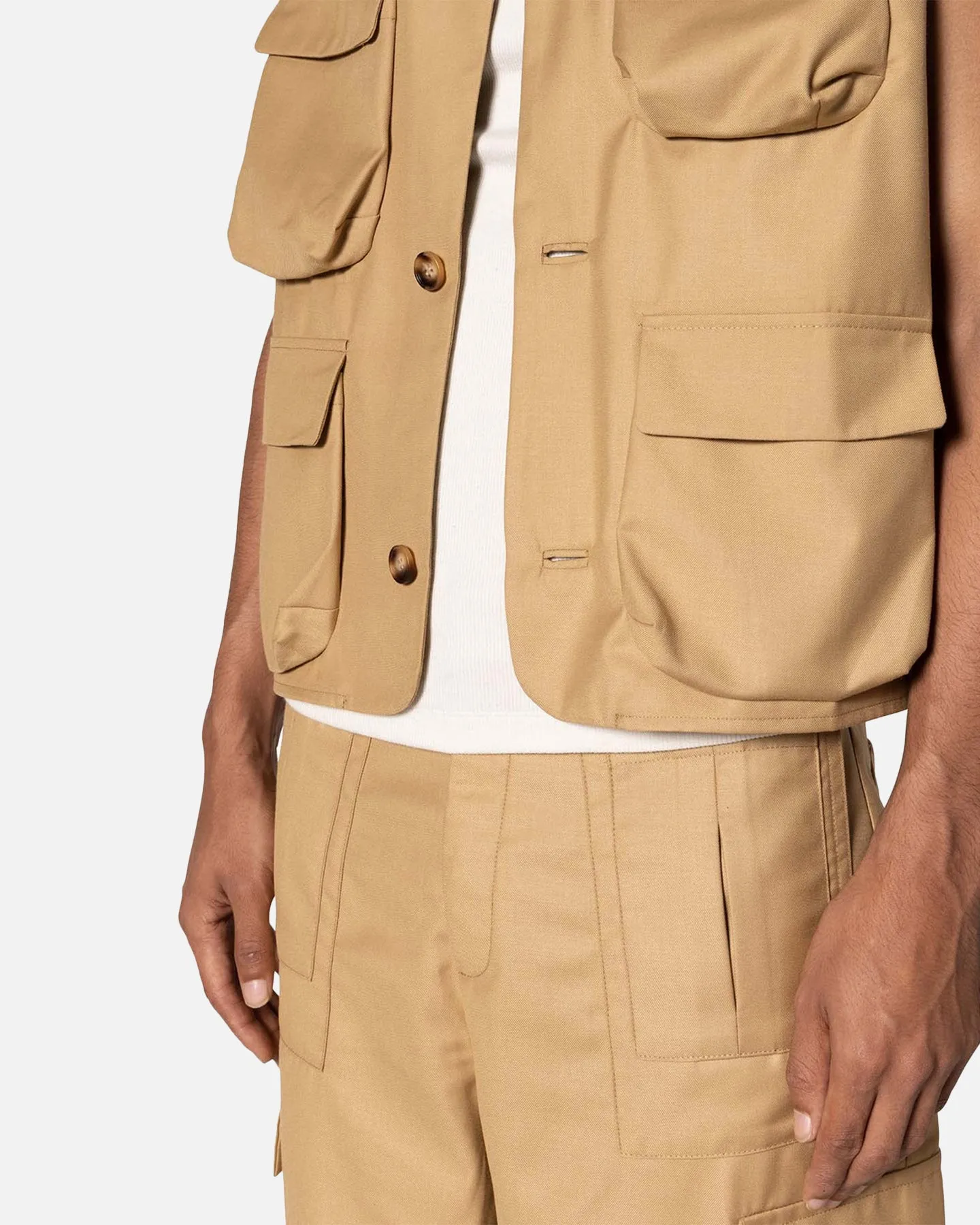 MNML Bounded Gabardine Vest Tan