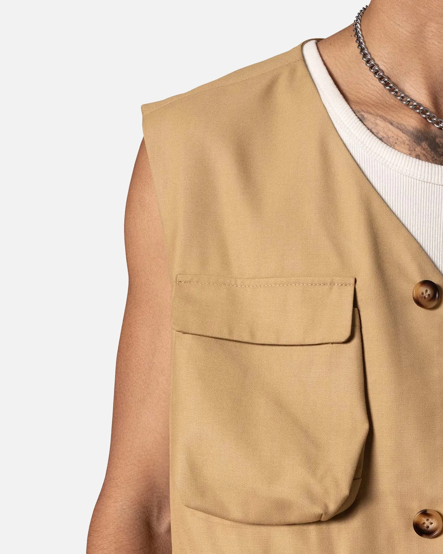 MNML Bounded Gabardine Vest Tan