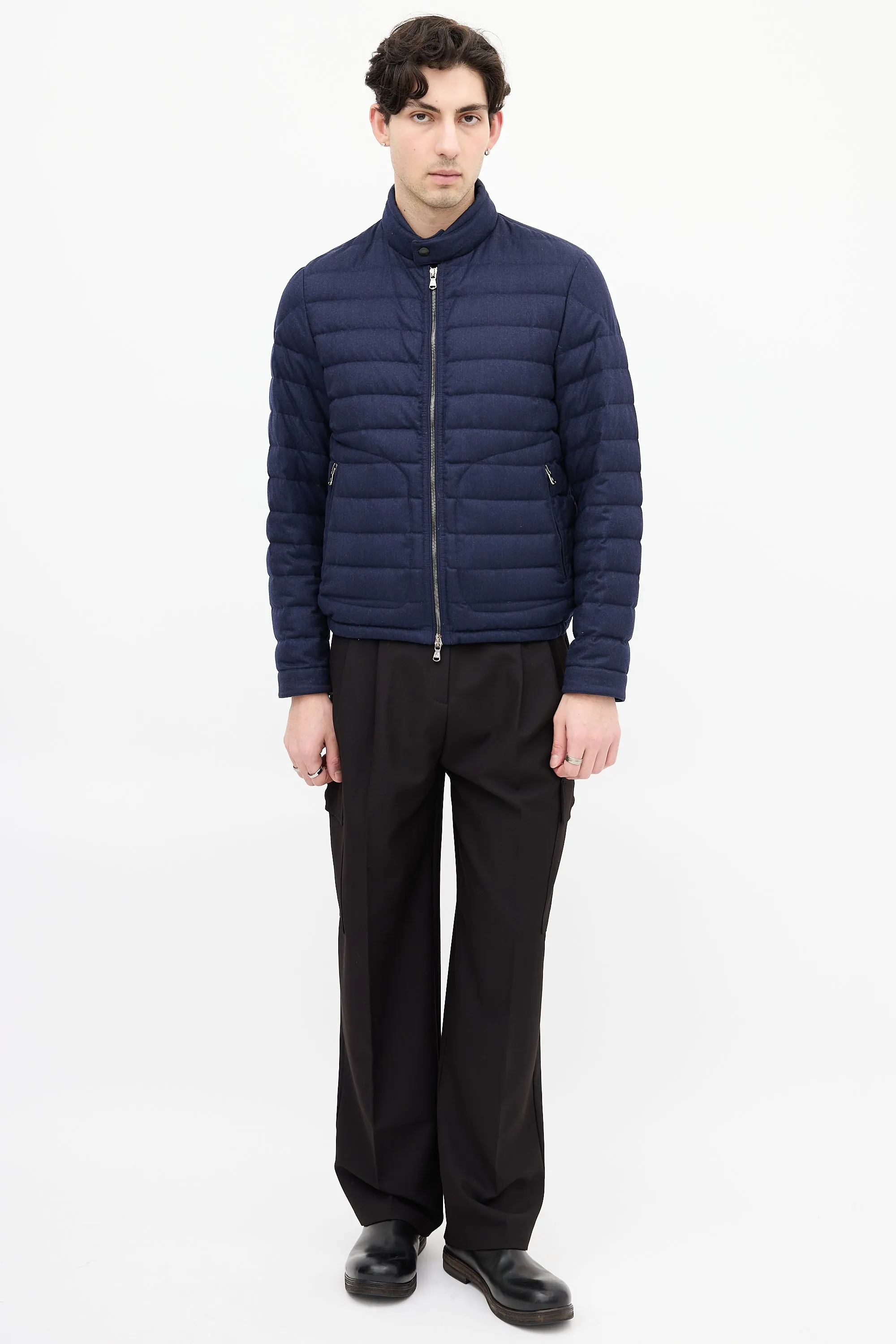 Navy Down & Wool Delabost Puffer Jacket