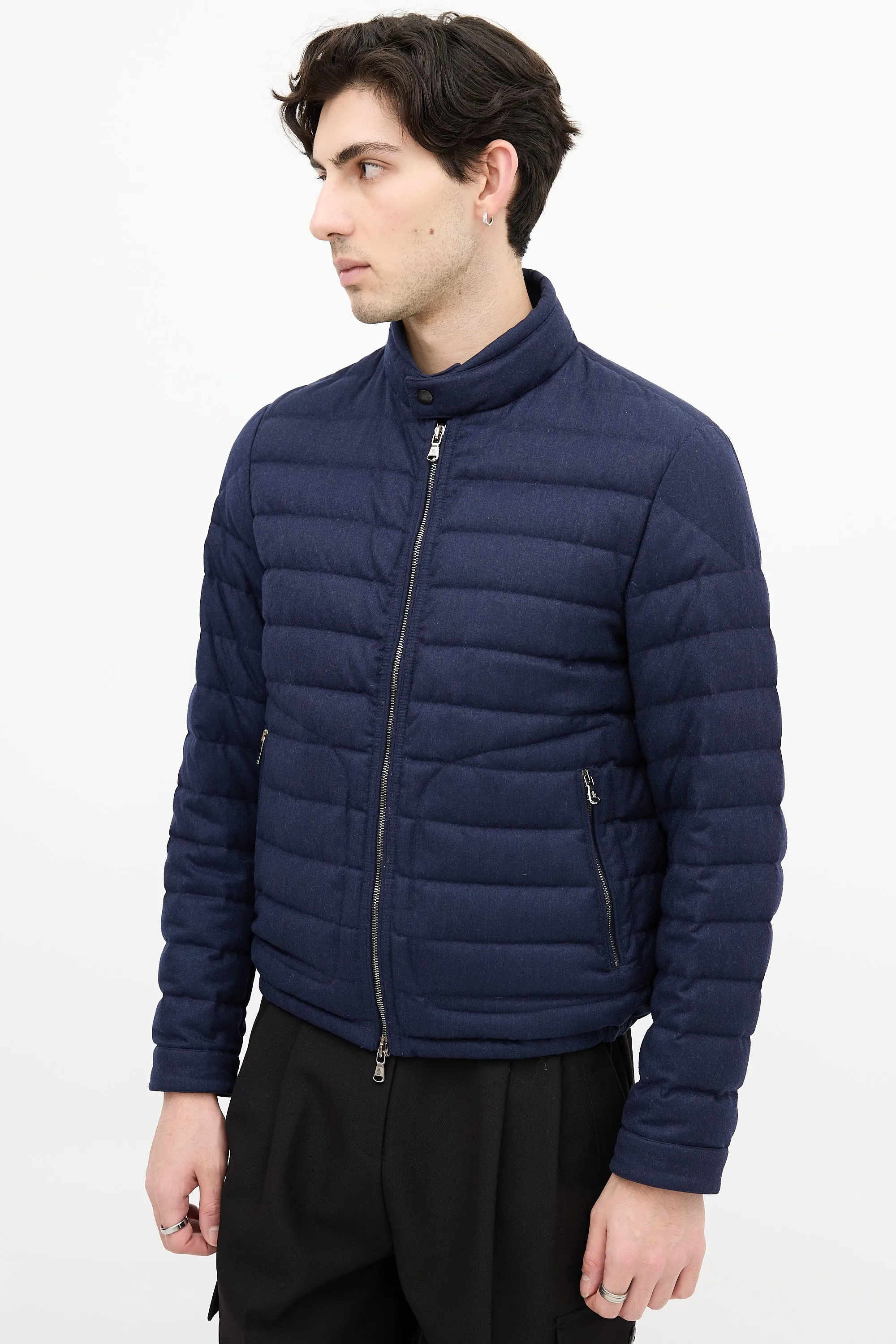 Navy Down & Wool Delabost Puffer Jacket