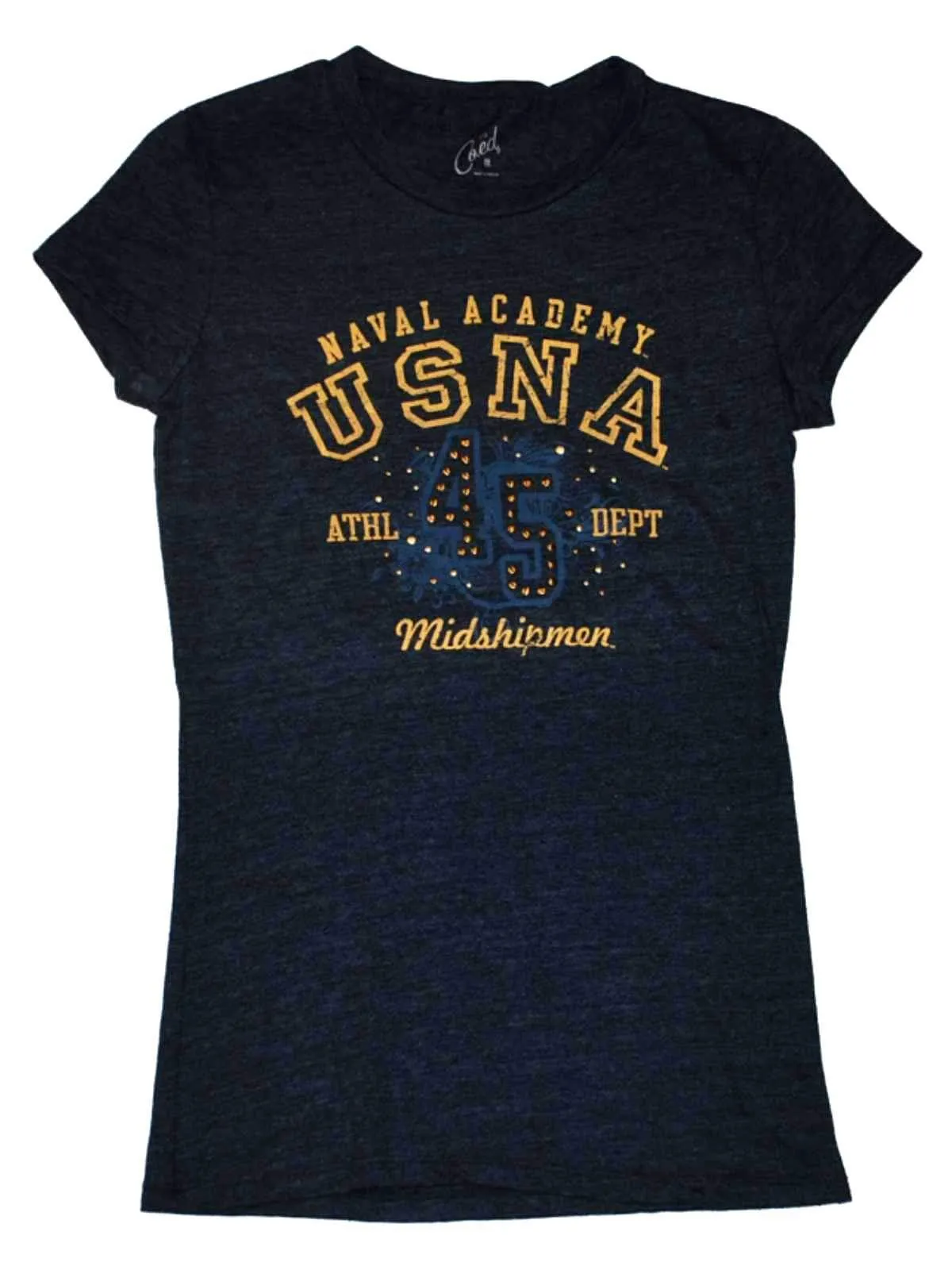 Navy Midshipmen Gear for Sports Women Navy #45 Stone Tri-Blend T-Shirt (M)