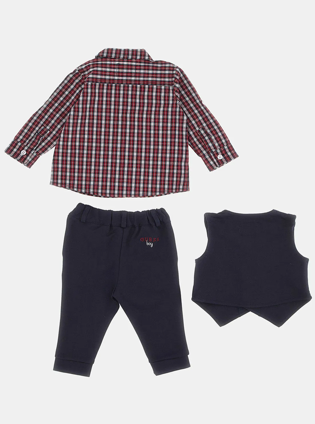 Navy Red Vest Pant 3 Piece Set (0-24M)