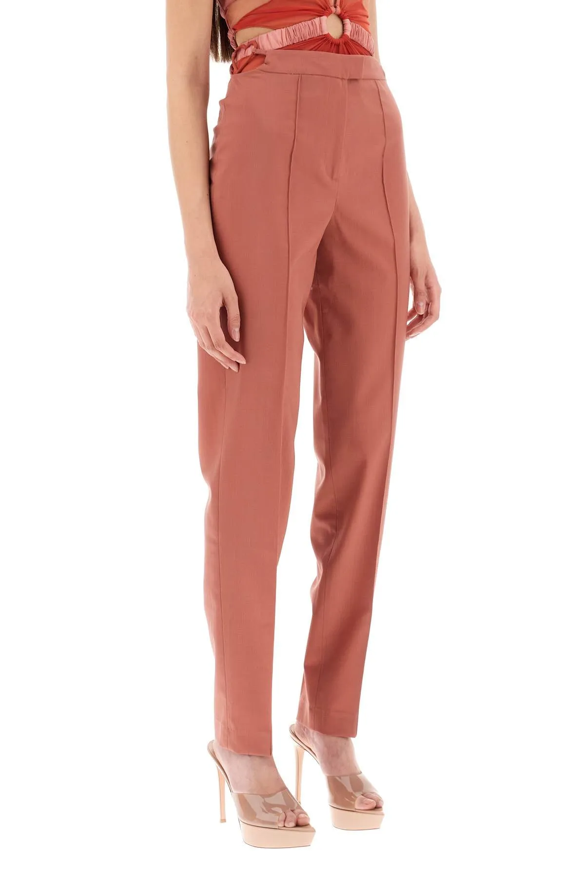 Nensi dojaka cool virgin wool pants with heart-shaped details