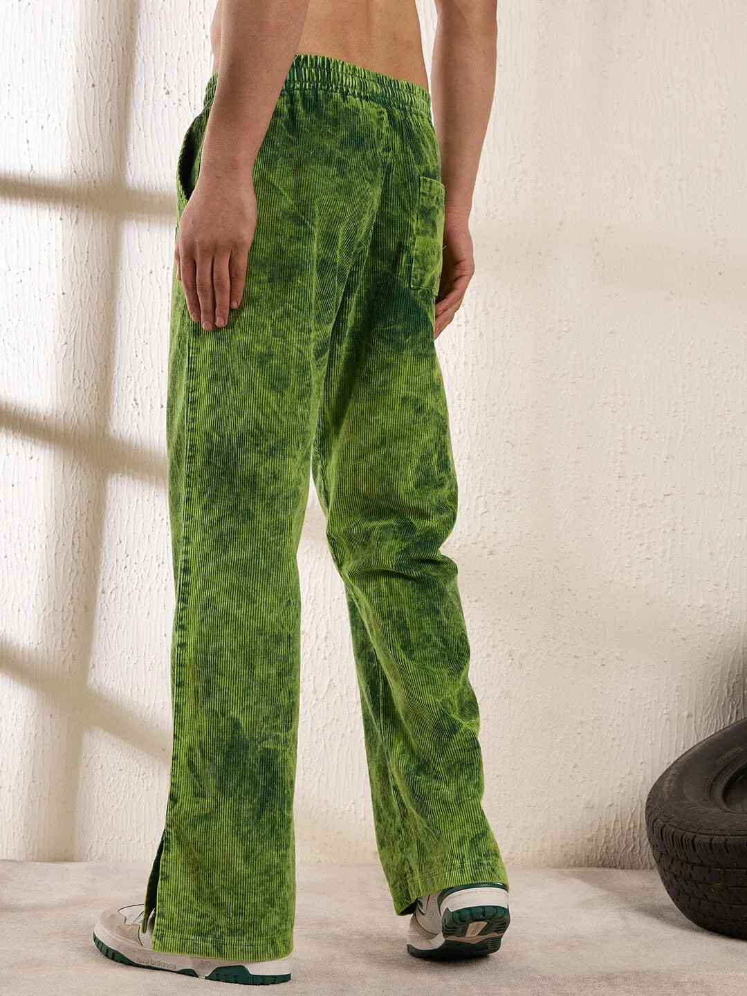 Neon Dyed Washed Cord Boot Cut Trackpants