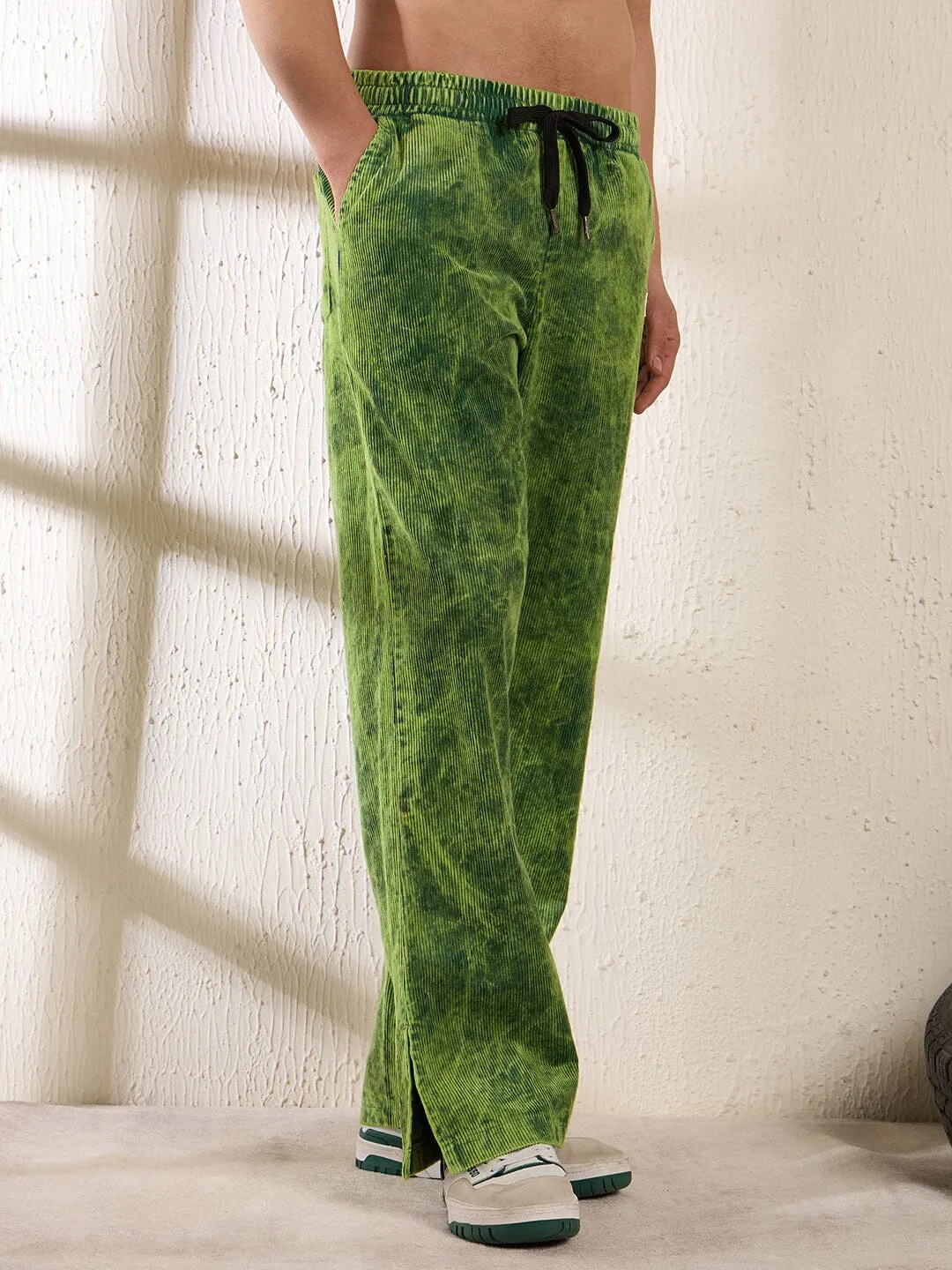 Neon Dyed Washed Cord Boot Cut Trackpants