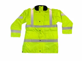 New Hi-Vis 3/4 Polyester Waterproof Rain Coat Security Marshal HVPC06N