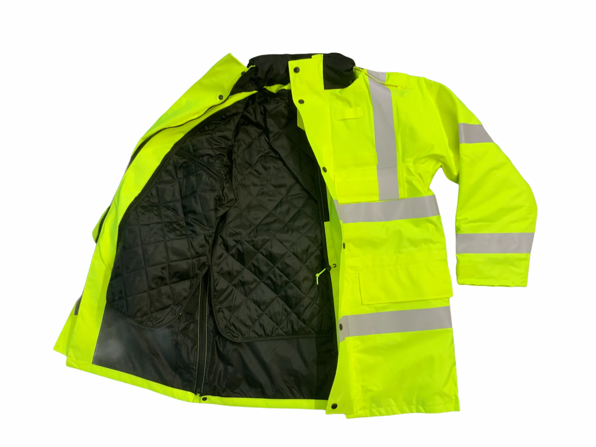 New Hi-Vis 3/4 Polyester Waterproof Rain Coat Security Marshal HVPC06N