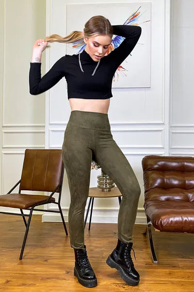 New Stylish Leggings Khaki Color, High Rise